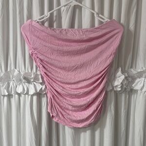 Pink Off-Shoulder Ruched Top